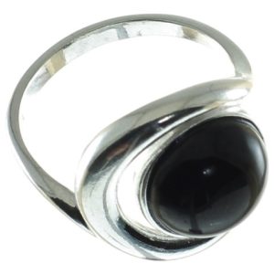 Anillo de azabache con plata de ley-925, ojo negro