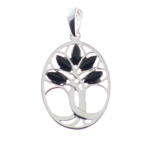 Colgante árbol de la vida en azabache y plata