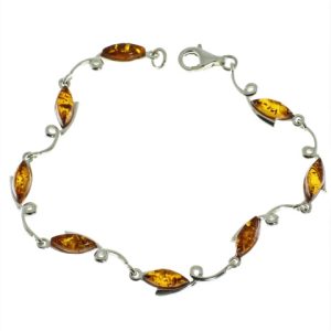 Pulsera fina en ámbar y plata