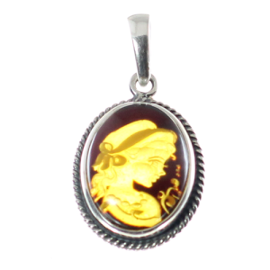 Colgante ámbar con plata, camafeo