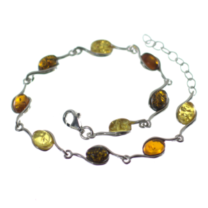 Pulsera de ámbar con plata, ligera