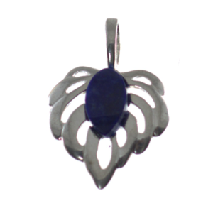 Colgante de ámbar y plata, hoja