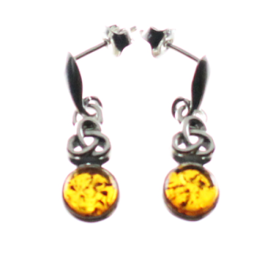 Pendientes triquetas en ámbar y plata