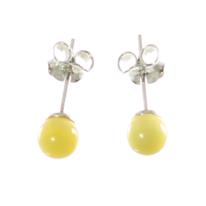 Pendientes de ámbar con plata, blancos, bolas