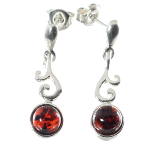 Pendientes de ámbar con plata, colgados, finos