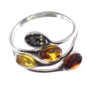Anillo arco iris en ámbar y plata