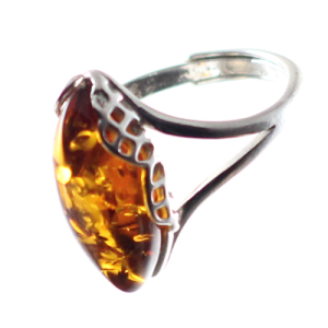 Anillo regulable en ámbar y plata