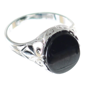 Anillo de azabache con plata de ley, ornamental