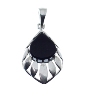 Colgante de azabache con plata de ley, hoja negra