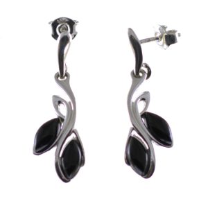 Pendientes azabache con plata de ley, dos piedras
