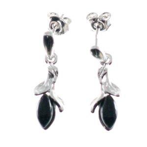 Pendientes cortos en azabache y plata