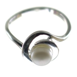Anillo de perla cultivada con plata de ley-925, hélice