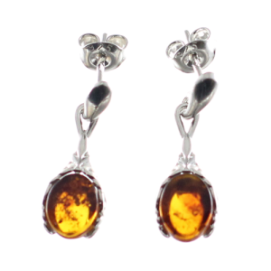 Pendientes discretos en ámbar y plata