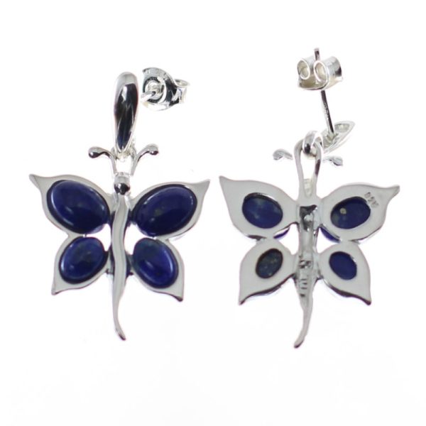 Pendientes de lapislázuli con plata, bonitas mariposas
