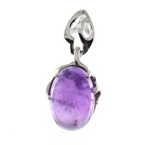 Colgante de amatista con plata de ley, ovalado, morado