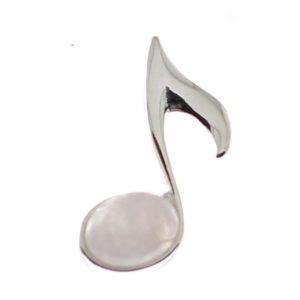 Colgante de cuarzo rosa con plata de ley, nota musical