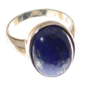 Anillo de lapislázuli con plata de ley, ovalado, azul