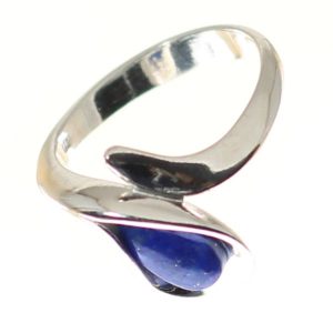 Anillo de lapislázuli con plata de ley-925, gota azul