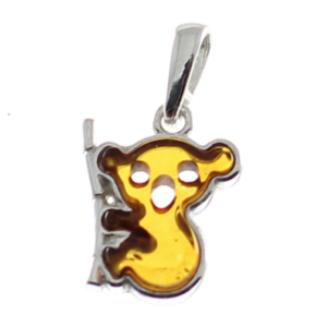 Colgante de ámbar con plata de ley, osito Panda
