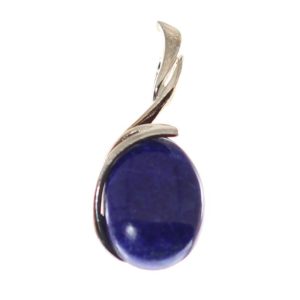 Colgante de lapislázuli con plata de ley, oval azul