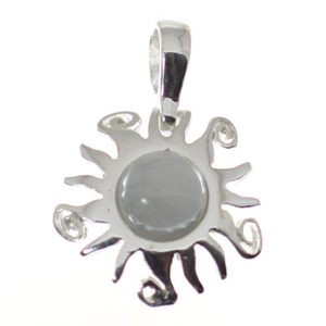 Colgante de piedra luna con plata de ley, moderna sol blanca