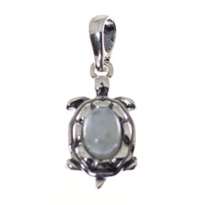 Colgante de piedra luna con plata de ley, pequeña tortuga