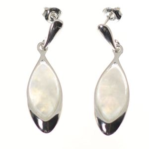 Pendientes de piedra luna con plata de ley, colgados, afilados
