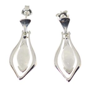 Pendientes de piedra luna con plata de ley, movibles