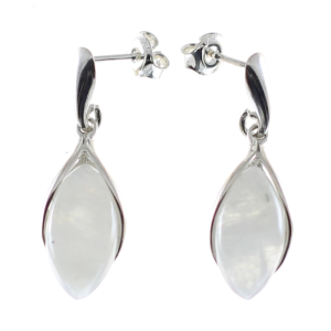 Pendientes en piedra luna y plata de ley, esbeltos