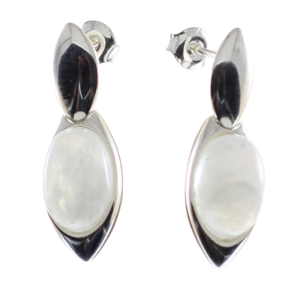 Pendientes de piedra luna con plata de ley, colgados, blancos