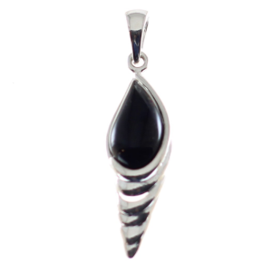 Colgante de azabache con plata de ley-925, concha negra