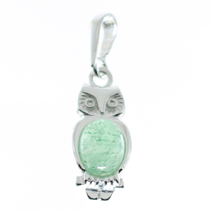 Colgante venturina verde con plata de ley, búho verde