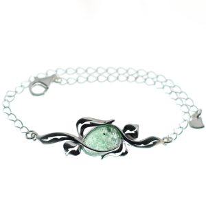 Pulsera venturina verde con plata de ley, ajustable y verde