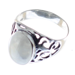 Anillo de piedra luna con plata de ley, ornamental