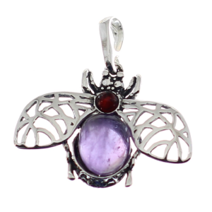 Colgante amatista con plata de ley, mosca morada
