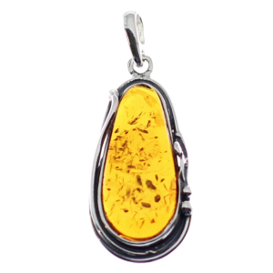 Colgante ámbar con plata de ley, antiguo