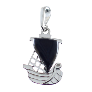 Colgante de azabache con plata de ley, barco negro