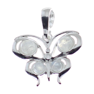 Colgante de piedra luna con plata de ley, mariposa de cuatro piedras