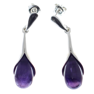 Pendientes de amatista con plata de ley, morados