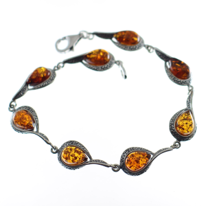Pulsera ámbar con plata de ley, medieval