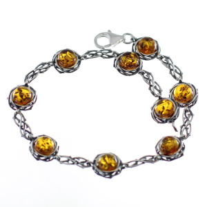 Pulsera ámbar y plata, gótica