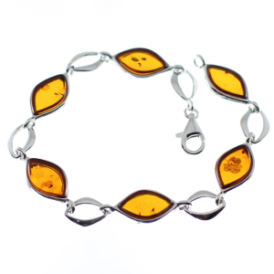 Pulsera con ámbar y plata, alargada