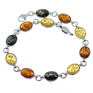 Pulsera de ámbar con plata de ley, elegante y alegre