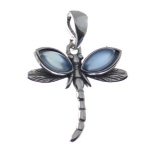 Colgante de ágata azul con plata de ley, libélula azul