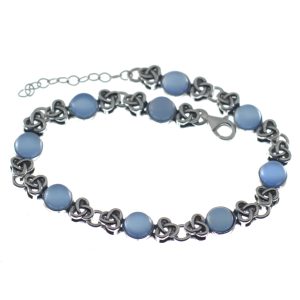 Pulsera de ágata azul con plata de ley, celta, azul