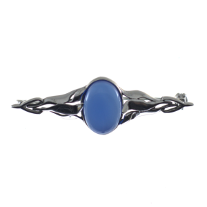 Broche ágata azul con plata de ley, azul marino