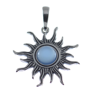 Colgante sol luciente en ágata y plata