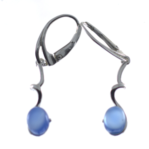 Pendientes largos ágata azul con plata