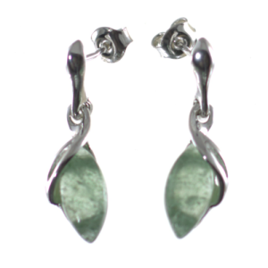 Pendientes venturina verde con plata, cortos, elegantes