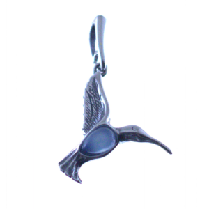 Colgante de colibrí azul en ágata y plata